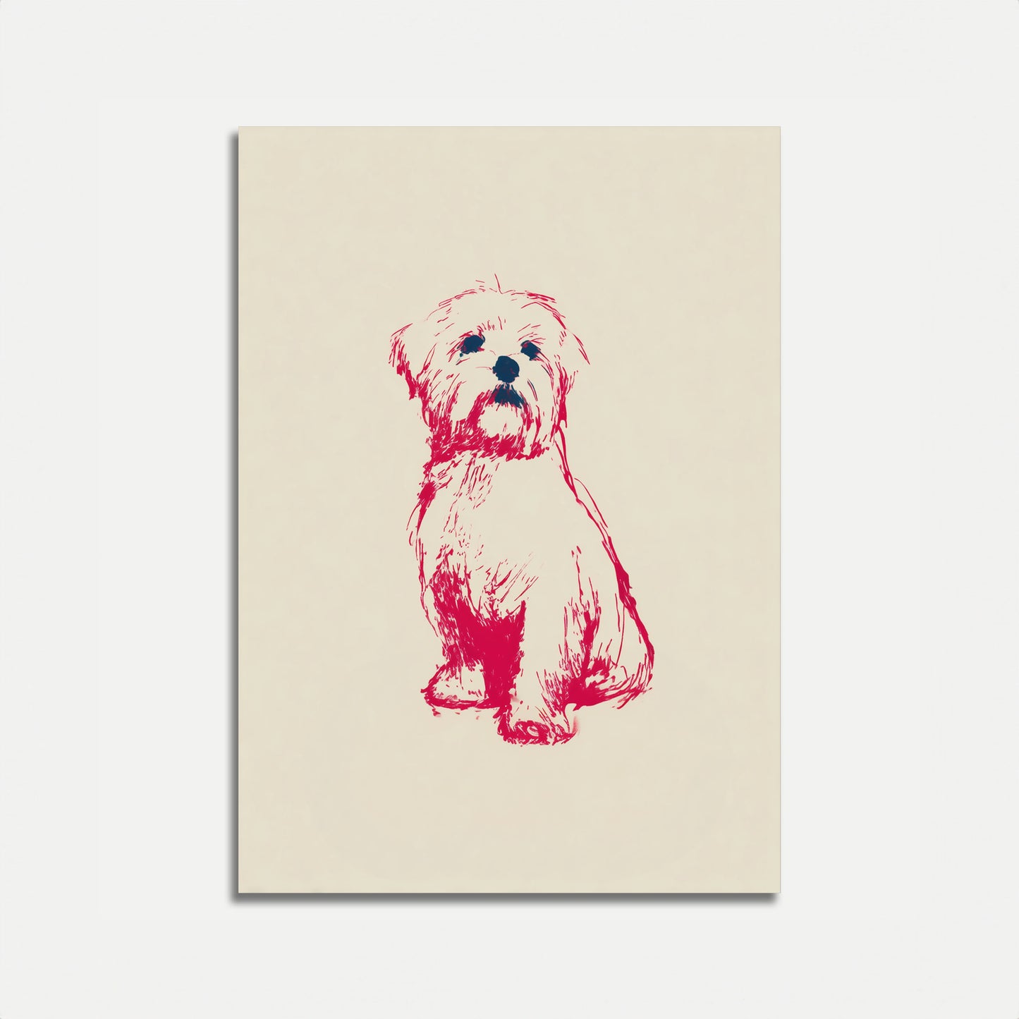 Croquis d'une affiche de chien duveteux