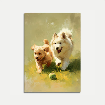 Playful Puppies Running Poster
