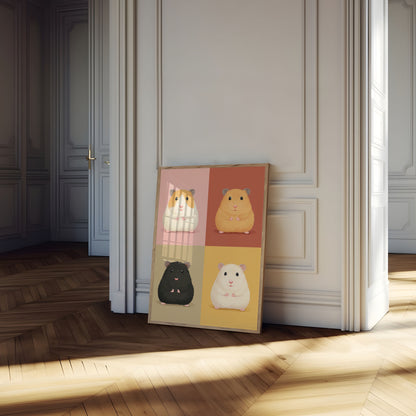 Kleurrijke Gedrongen Hamster Kwartet Poster
