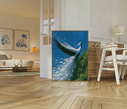Majestic Crane in Flight Poster
