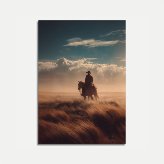 Lone Rider Sunset Poster