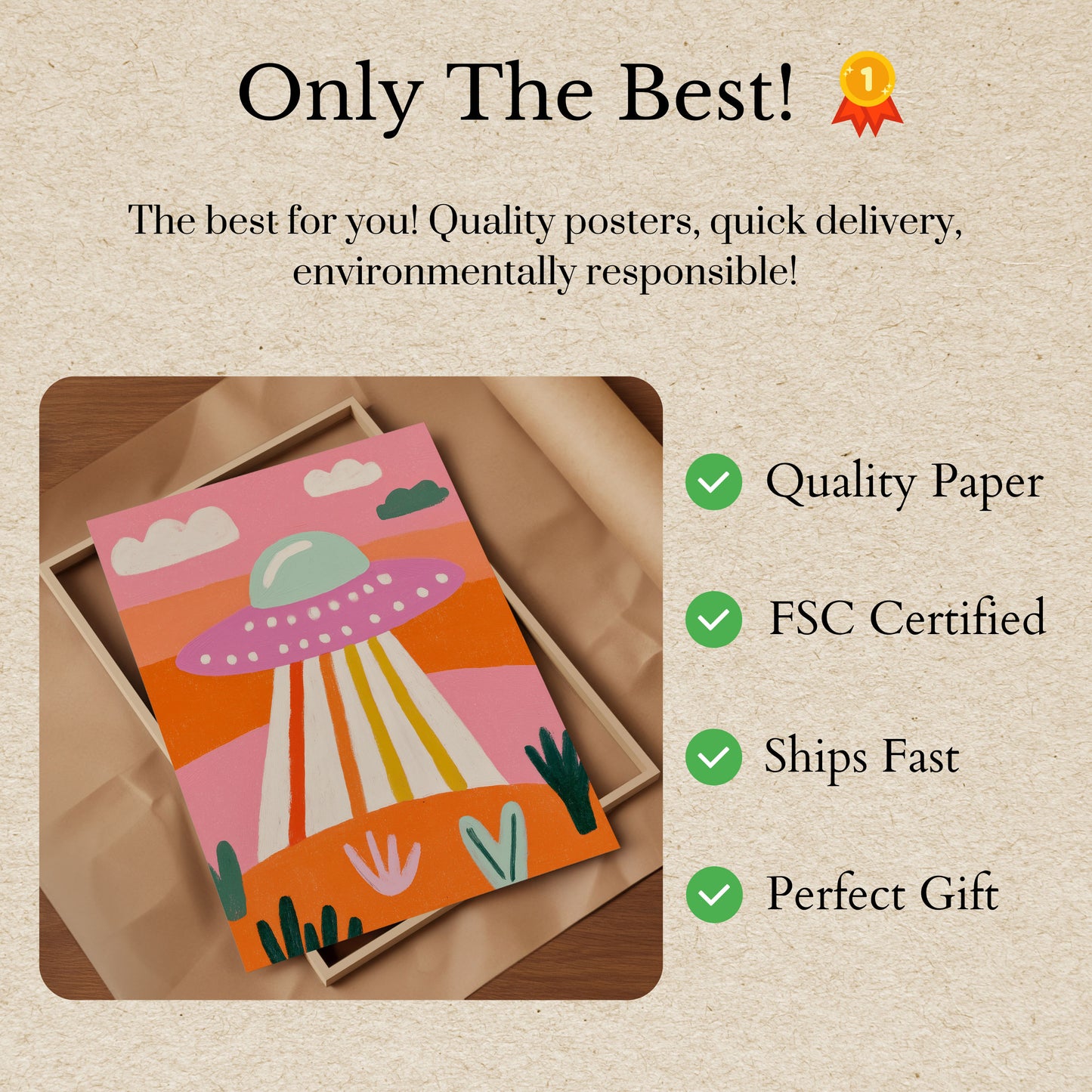 Cosmic UFO Desert Adventure Poster