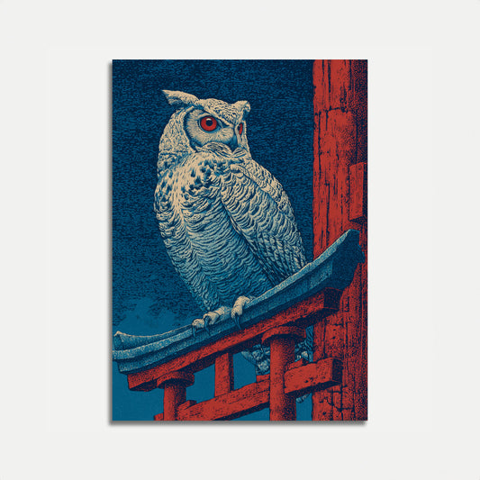 Affiche Hibou sur Bois Rouge