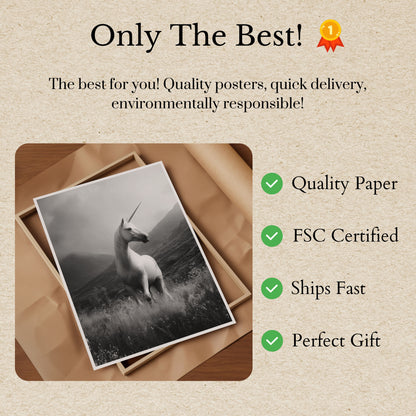 Póster de la montaña del unicornio místico