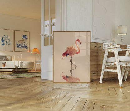 Elegante Fenicottero nell'Acqua Poster