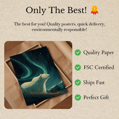 Póster del oso polar de la aurora boreal