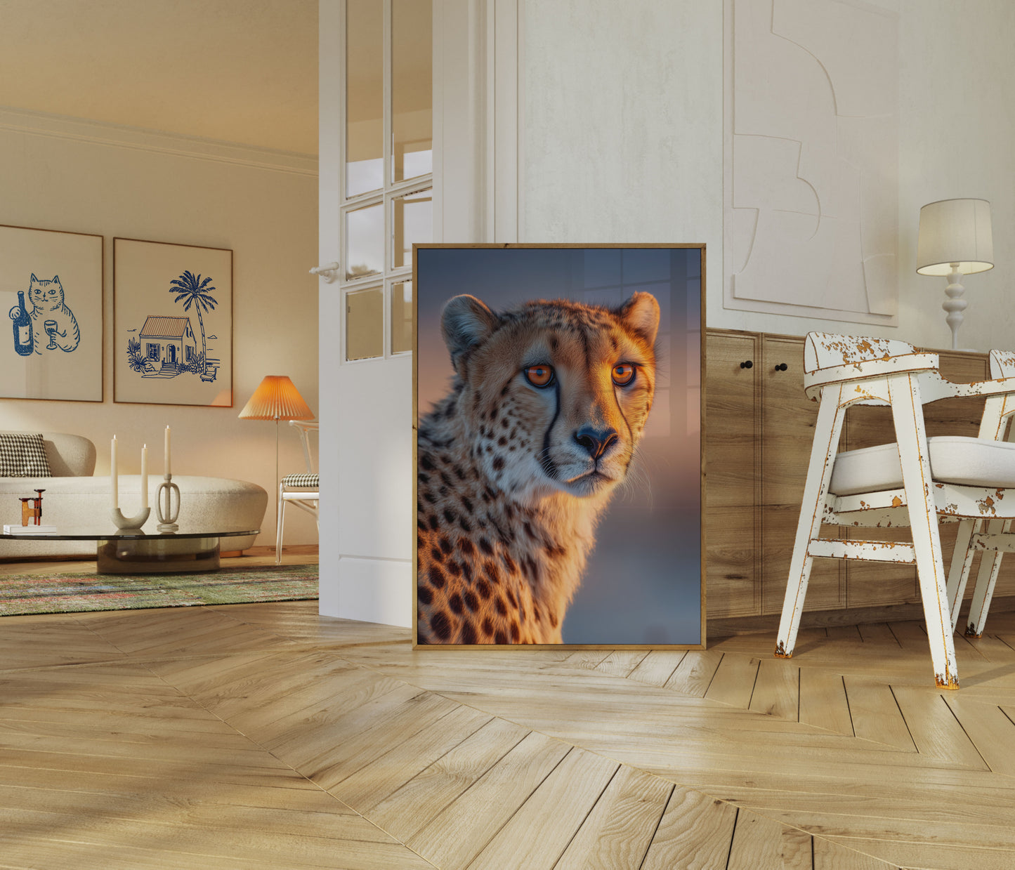 Póster de esencia de guepardo de la hora dorada