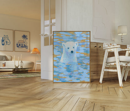 Polar Bear in Arctic Waters Poster