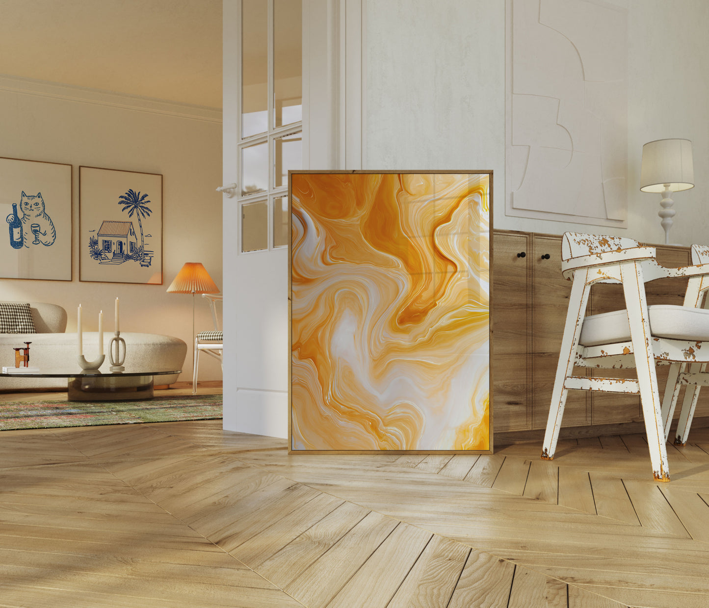 Golden Marble Flow Poster