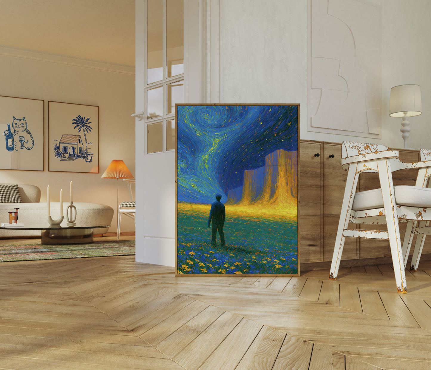 Starry Night Desert Monument Poster