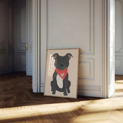 Cute Pitbull Heart Bandana Poster