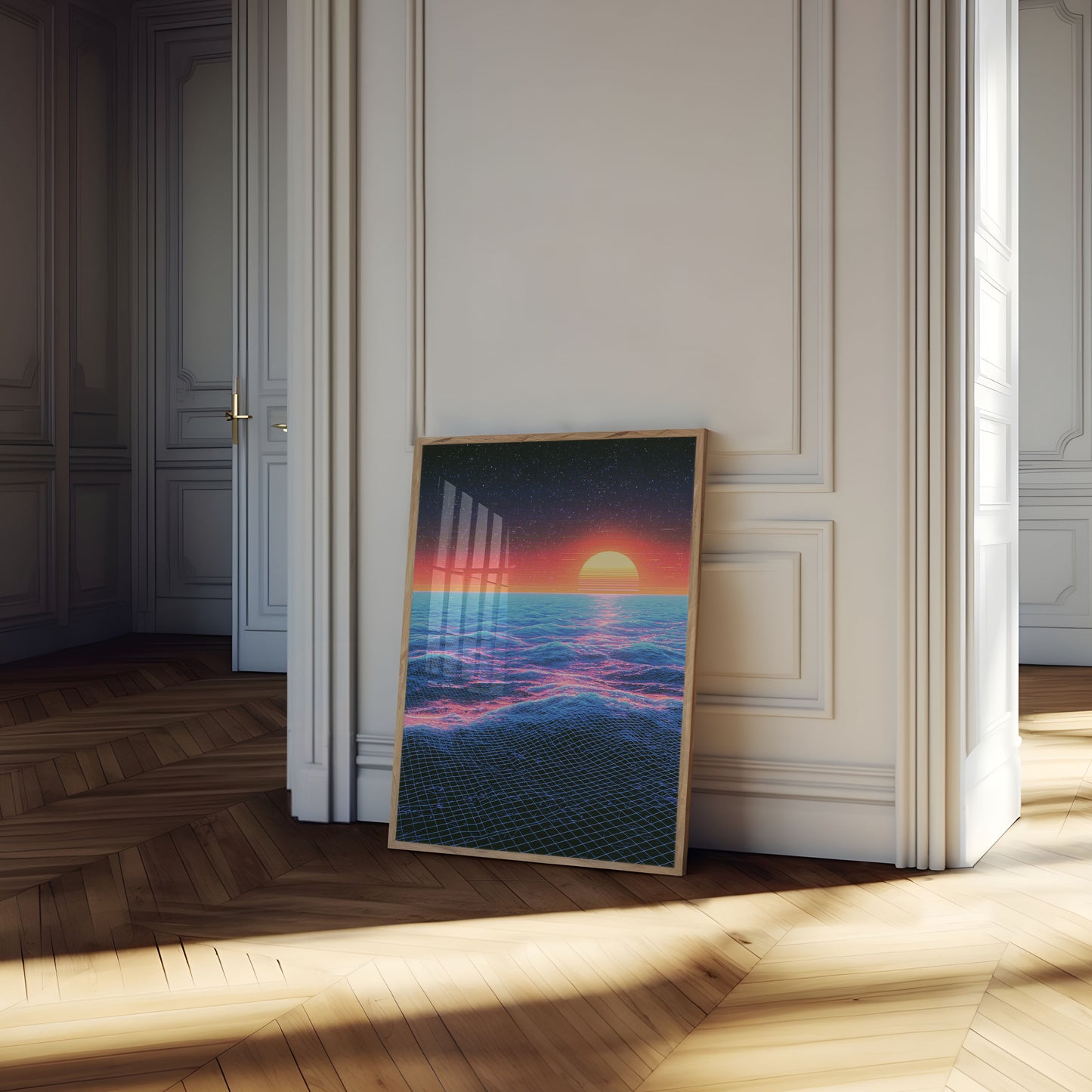Poster Tramonto Oceanico Synthwave