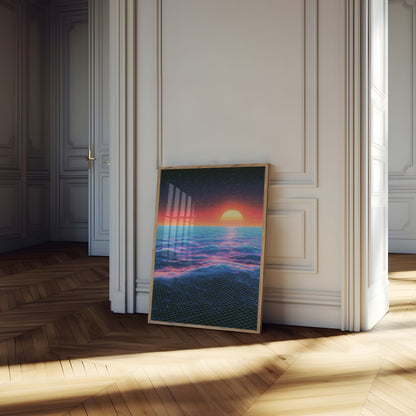 Poster Tramonto Oceanico Synthwave