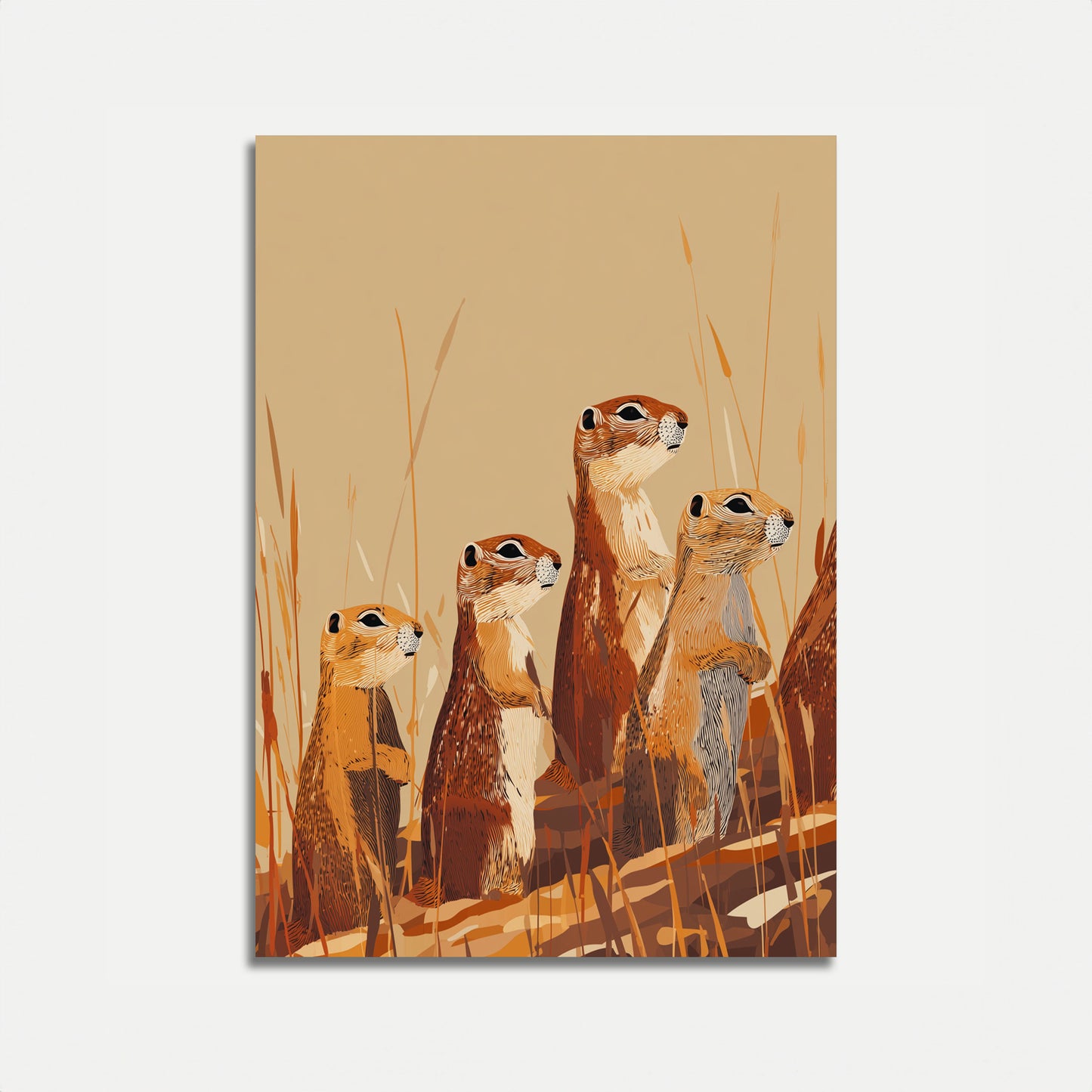 Meerkat Family in the Savanna Poster