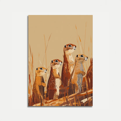 Meerkat Family in the Savanna Poster