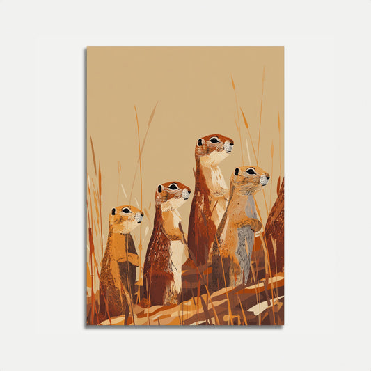 Meerkat-familj i savannen affisch
