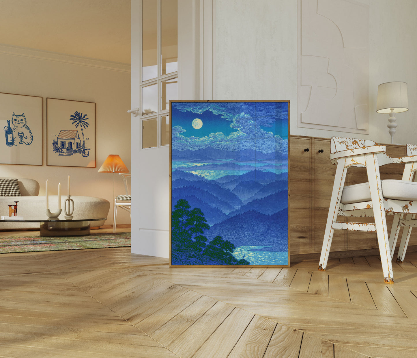 Moonlit Mountain Valley Poster