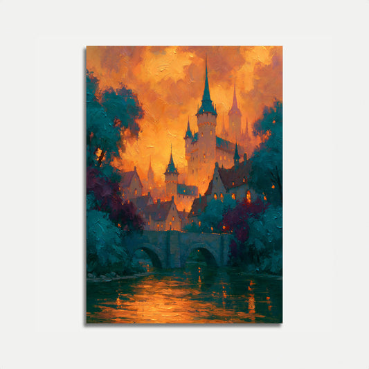Enchanted Castle at Sunset Poster