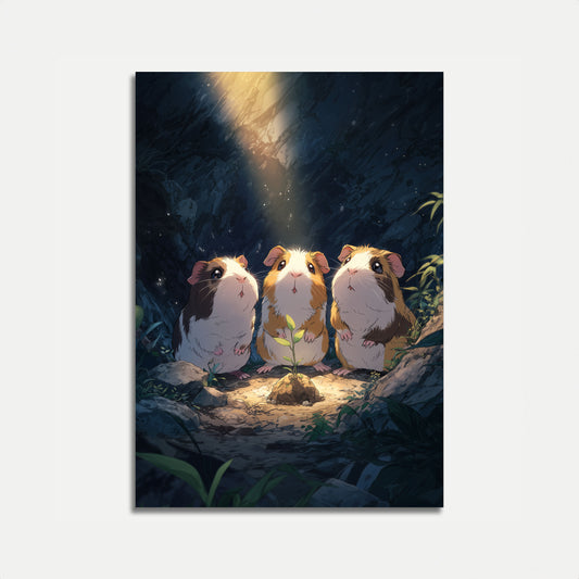Tre nysgjerrige marsvin plakat