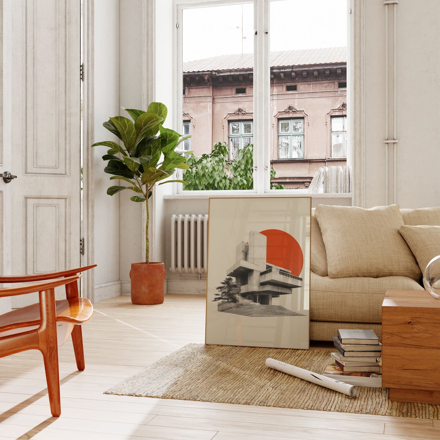 Brutalist Architecture Sunset Poster