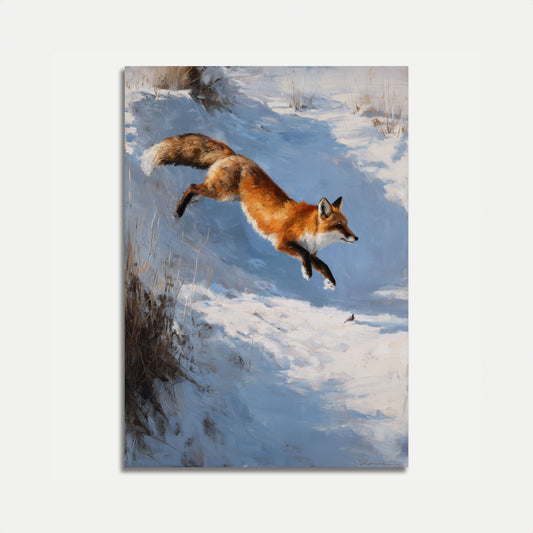 Poster della Volpe che Salta nella Neve