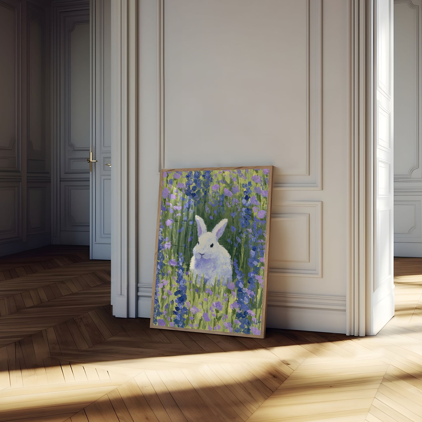 Plakat: Hvit Kanin i Lavendelfelt