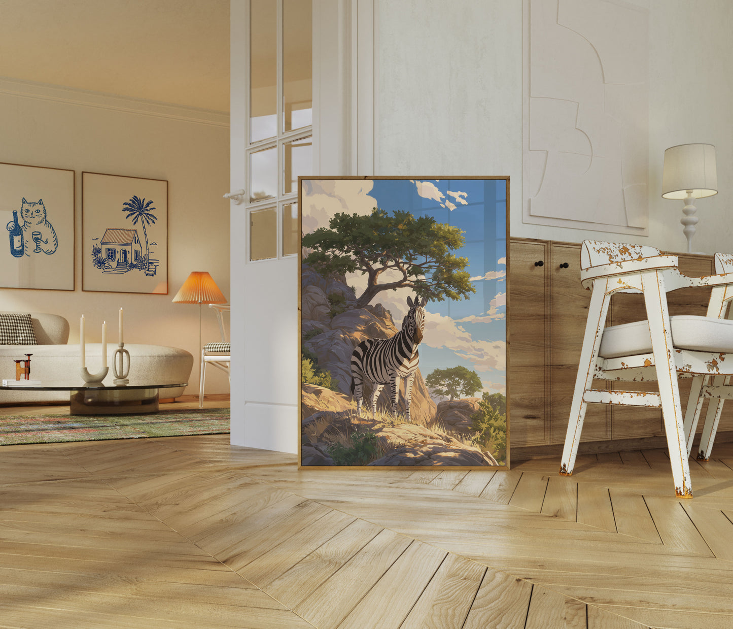 Lone Zebra African Landscape Poster