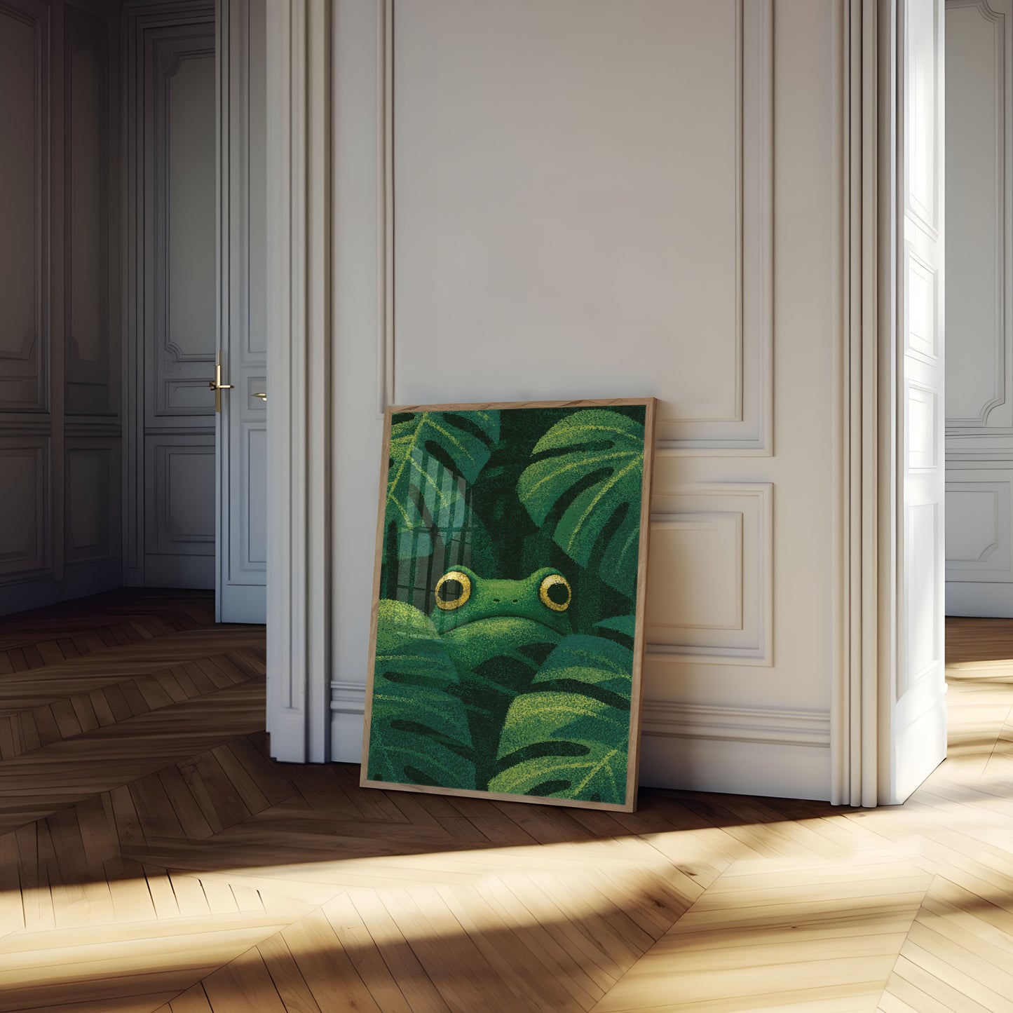 Green Frog in Leafy Jungle Poster