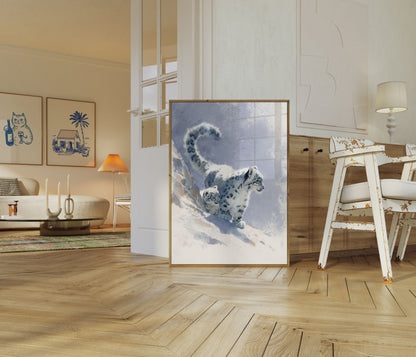 Sneeuwluipaard Moeder en Welp Poster