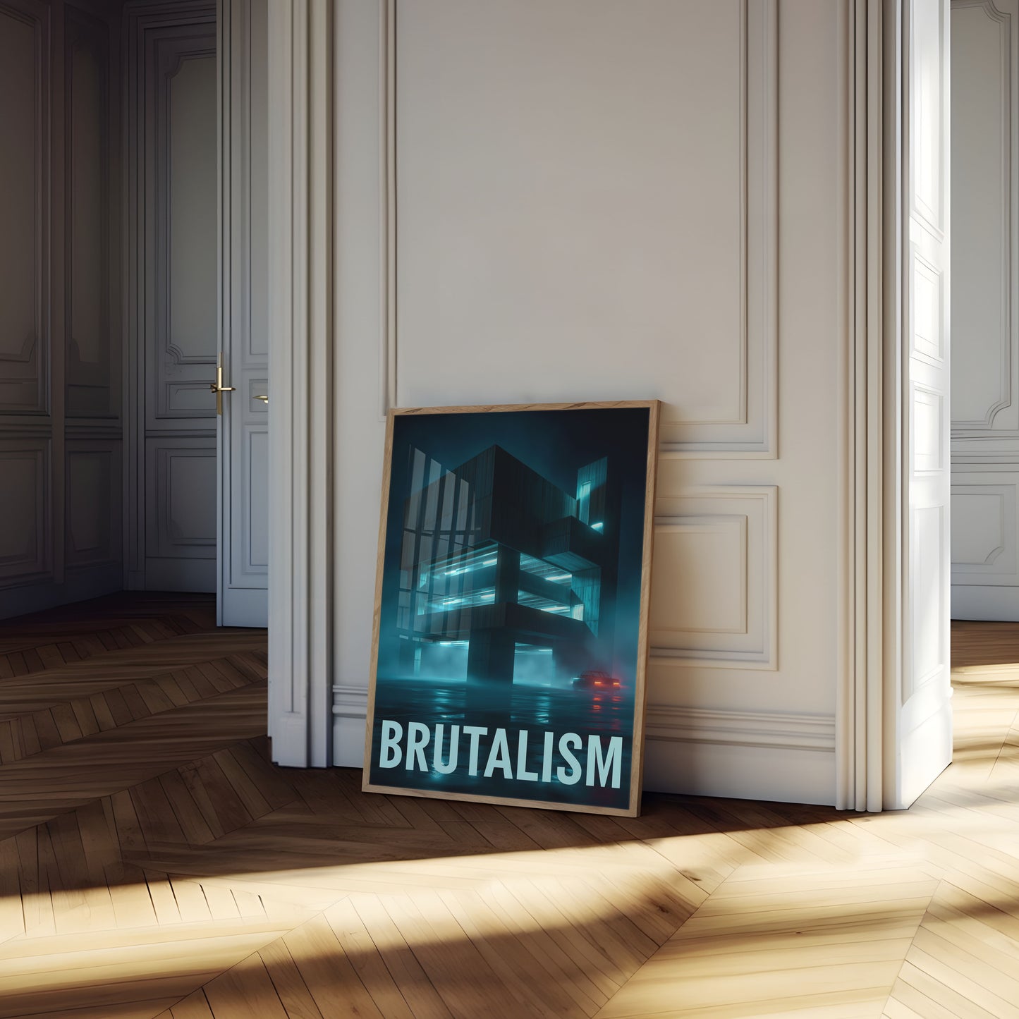 Brutalistická architektura Neonový plakát