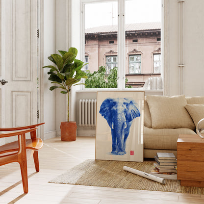 Blue Majesty Elephant Poster