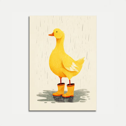 Affiche Canard en Bottes de Pluie Jaunes