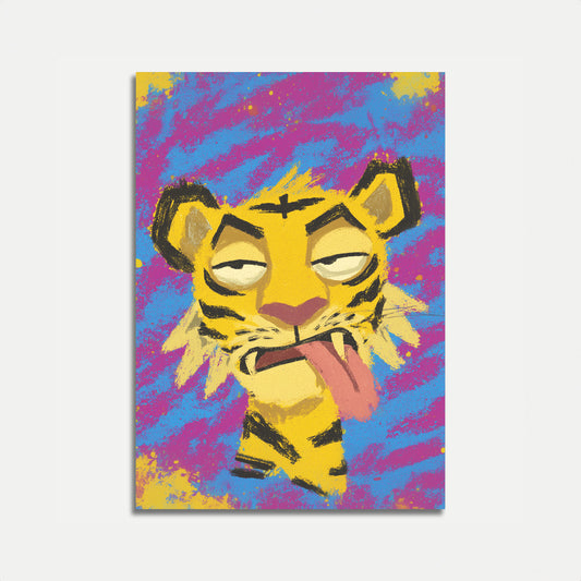 Silly Tiger Tongue Out Poster