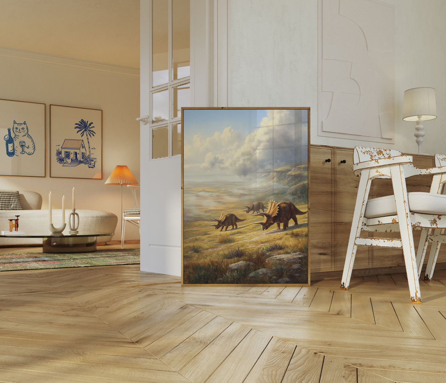 Ancient Triceratops Landscape Poster