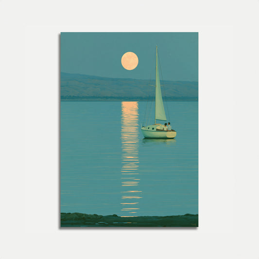 Zeilboot Maanlicht Sereniteit Poster