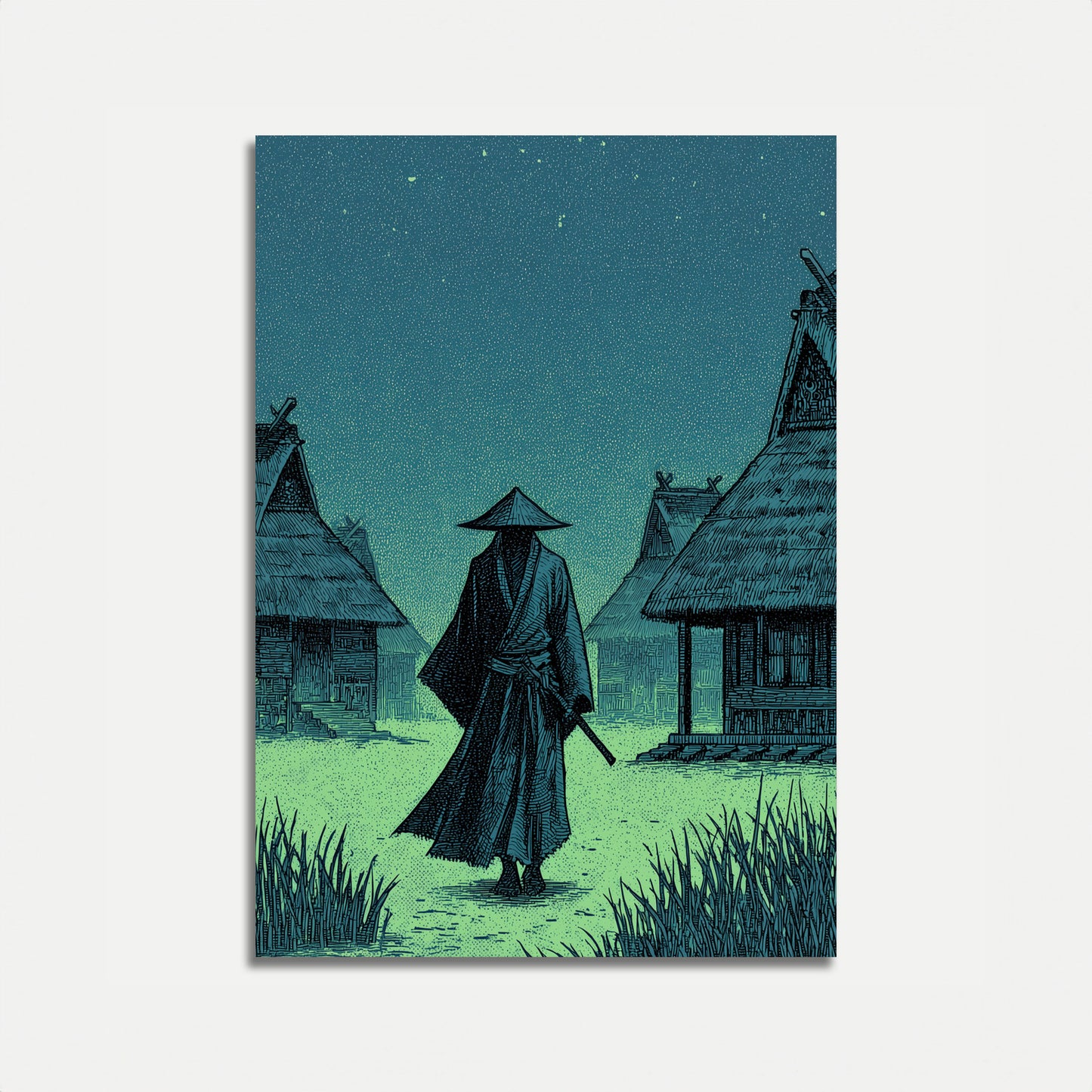 Samurai Kriger Under Stars Plakat