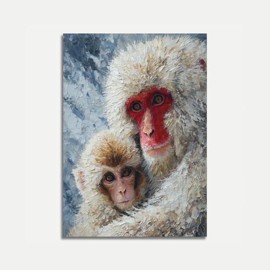 Póster de Retrato de Mono de Nieve Japonés