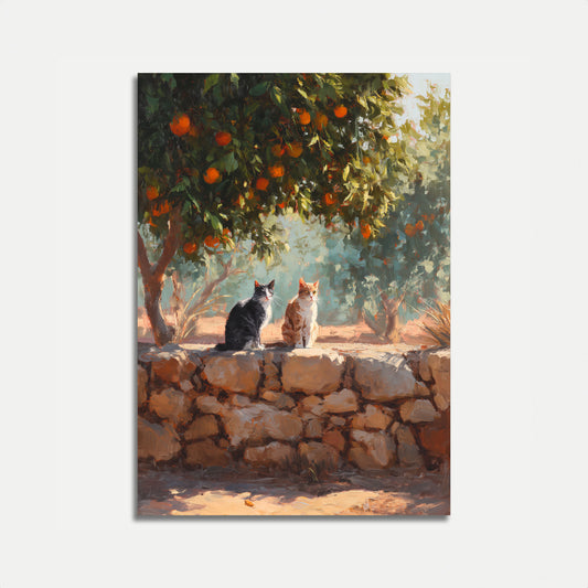 Gatti Sotto l'Albero di Arancia Poster