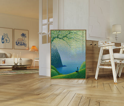 Contemplation au bord de la mer Affiche