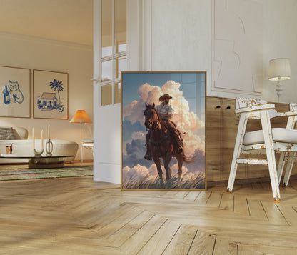 Einsamer Cowboy zu Pferd Poster