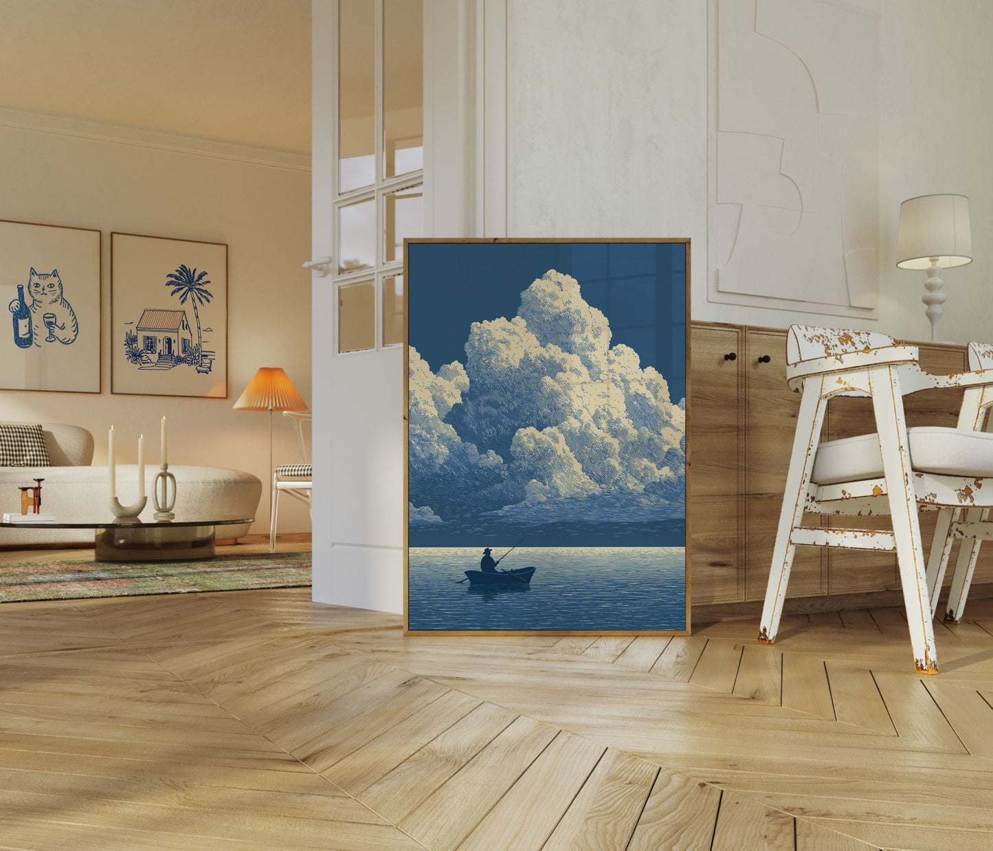 Solitaire Visser Onder Wolken Poster