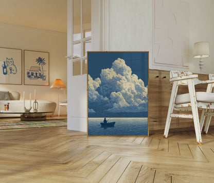 Solitaire Visser Onder Wolken Poster