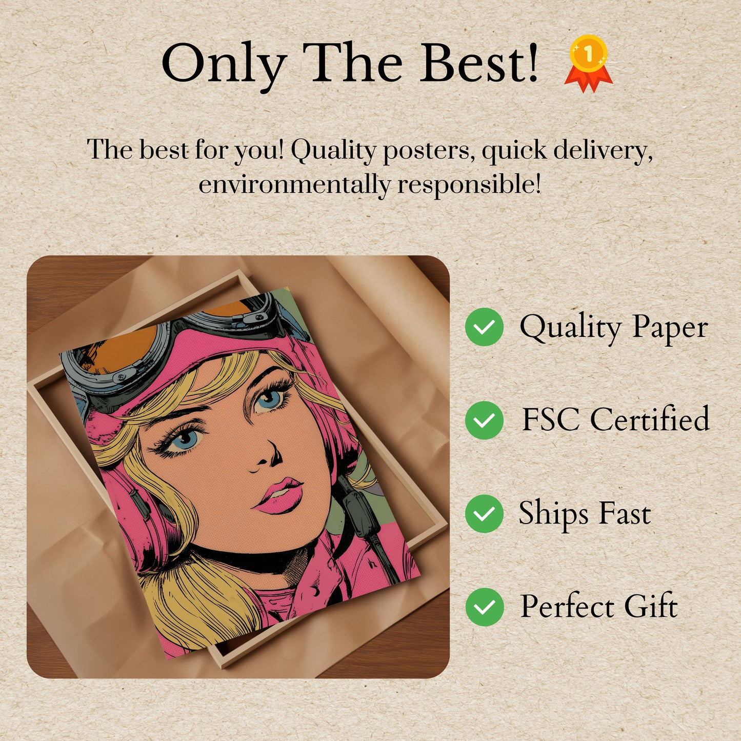 Retro Pilot Girl Poster