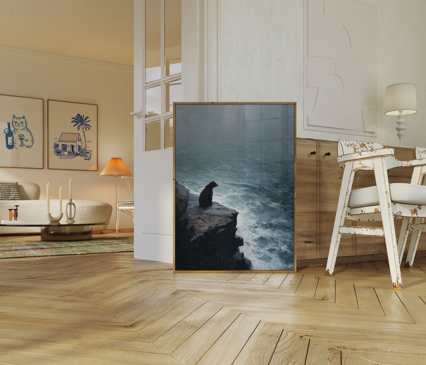 Orso che Osserva l'Oceano Tempestoso Poster