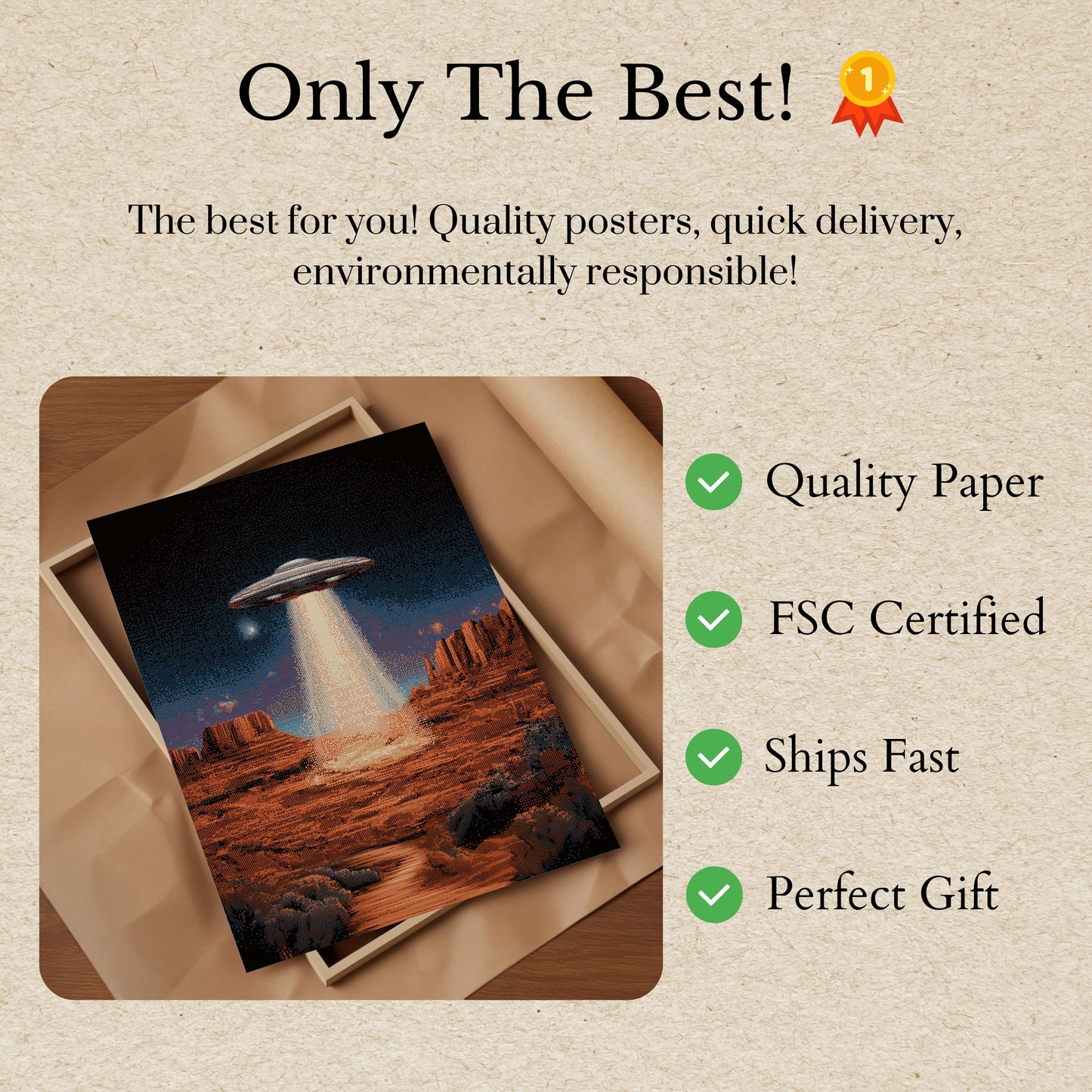 Alien Abduction Desert Night Poster