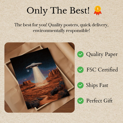 Alien Abduction Desert Night Poster