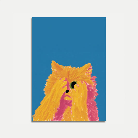 Affiche de Chien Jaune Pelucheux