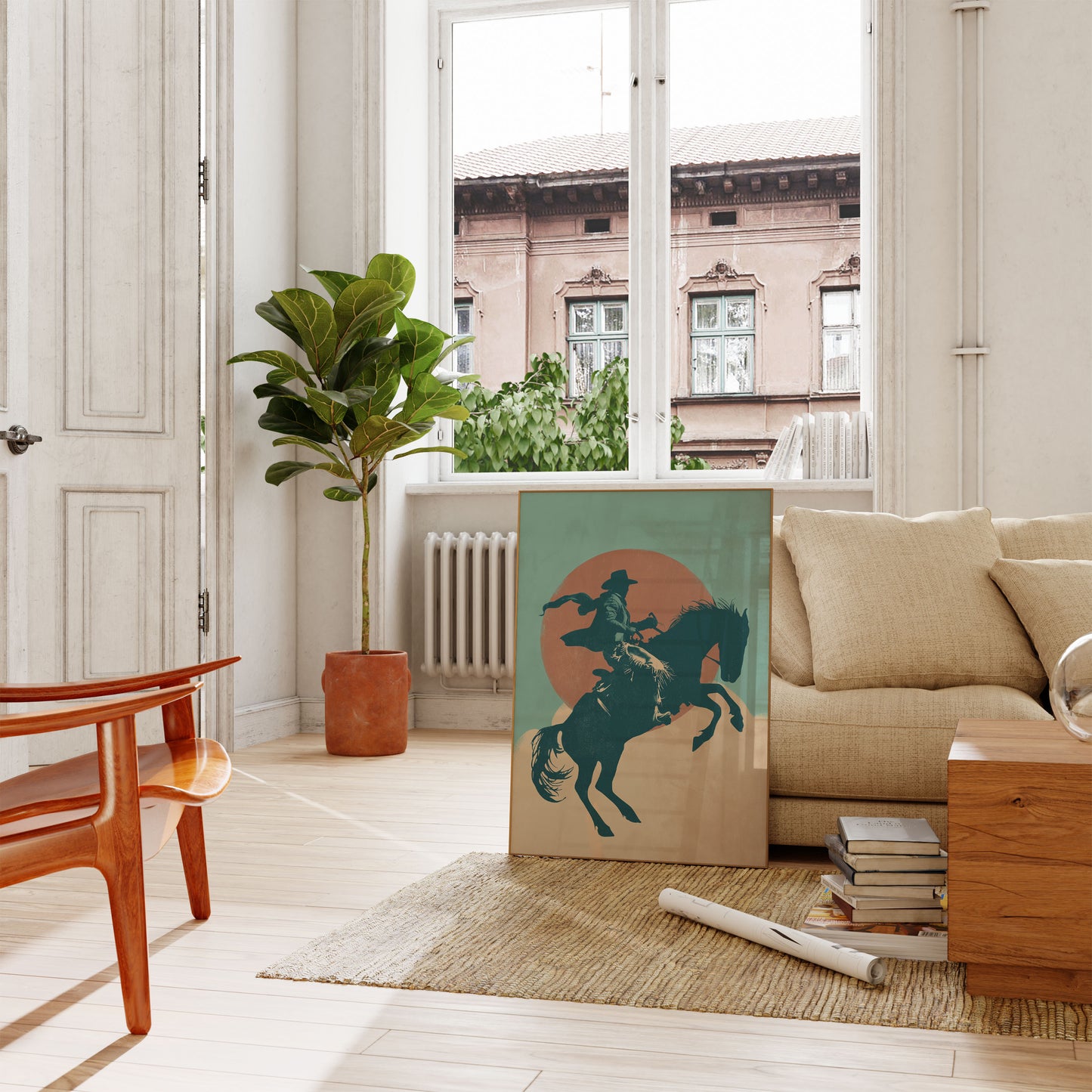 Sunset Cowboy Western Poster