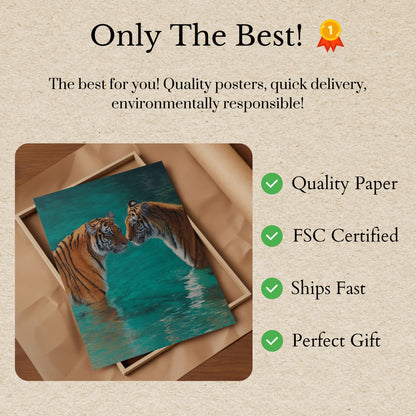 Tigers in Turquoise Waters Poster