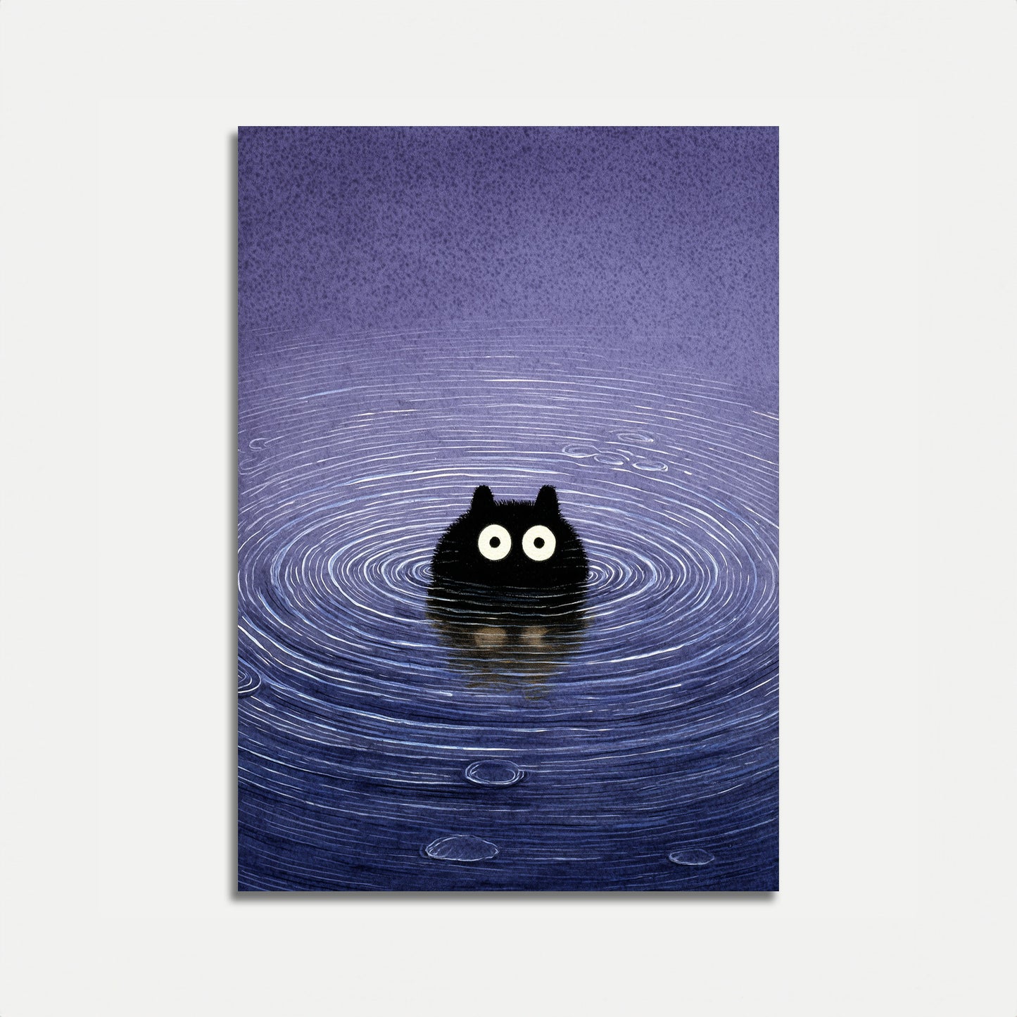 Zwarte Kat in Water Poster
